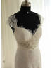 Cap Sleeves Ivory EyeLash Lace Tulle Beaded Wedding Dress